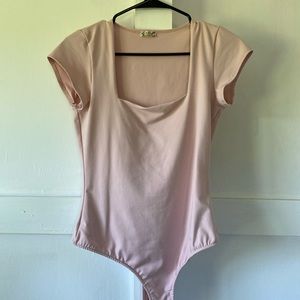 Free people pink square neck bodysuit